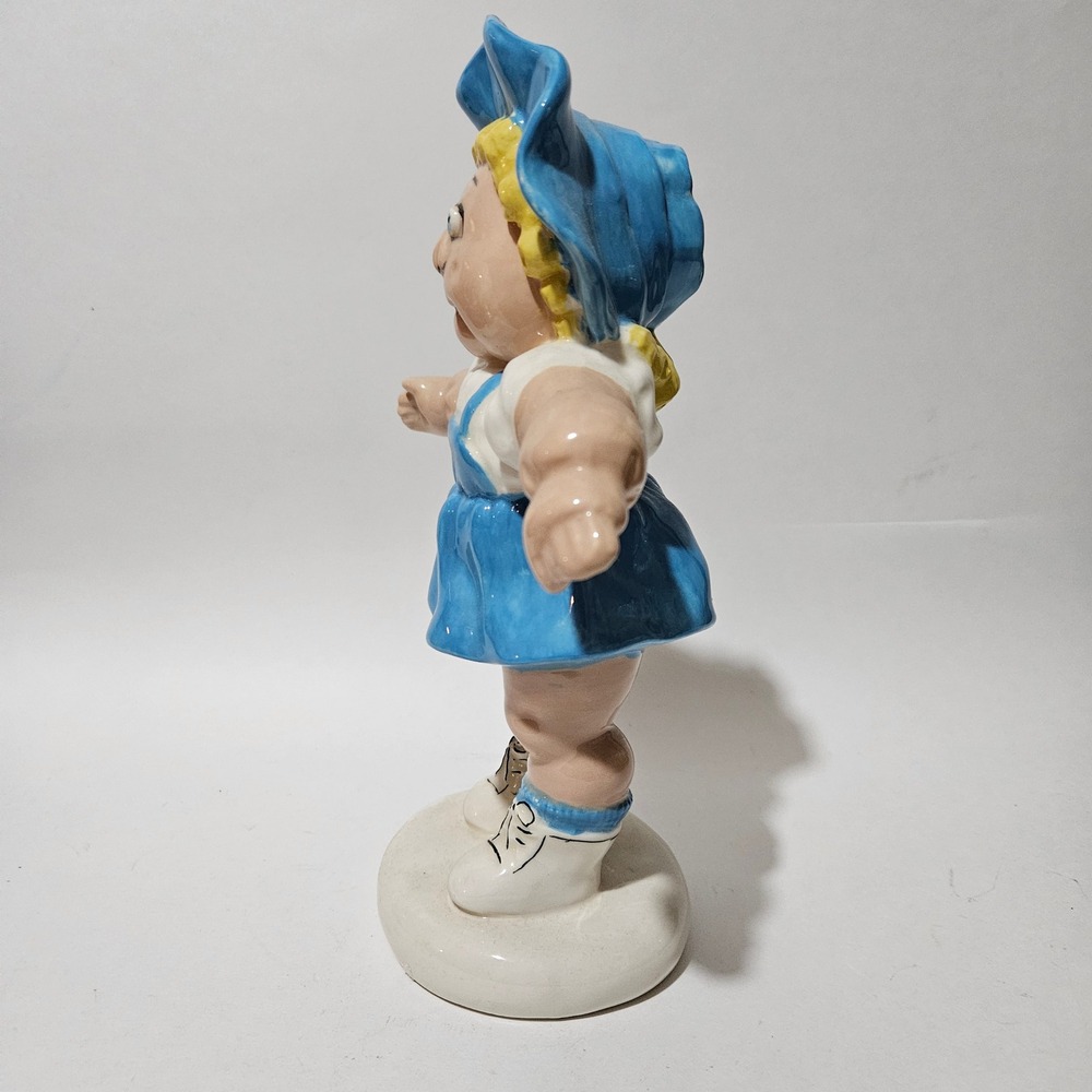 Vintage 1984 F&F Molds Ceramic Girl Figurine Blue Hat Jumper Cabbage Patch Style - Picture 3 of 8